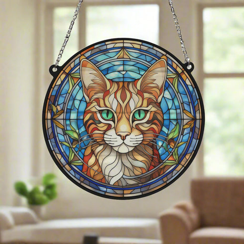 Cat Bengal Stained Glass Effect Suncatcher